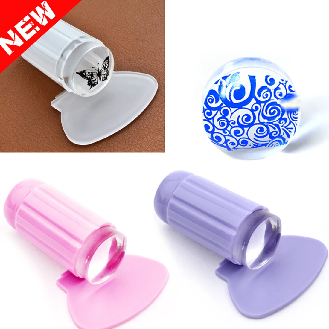 New 1set Clear Jelly Stamper Transparent Nail Stamping Stamp Scraper