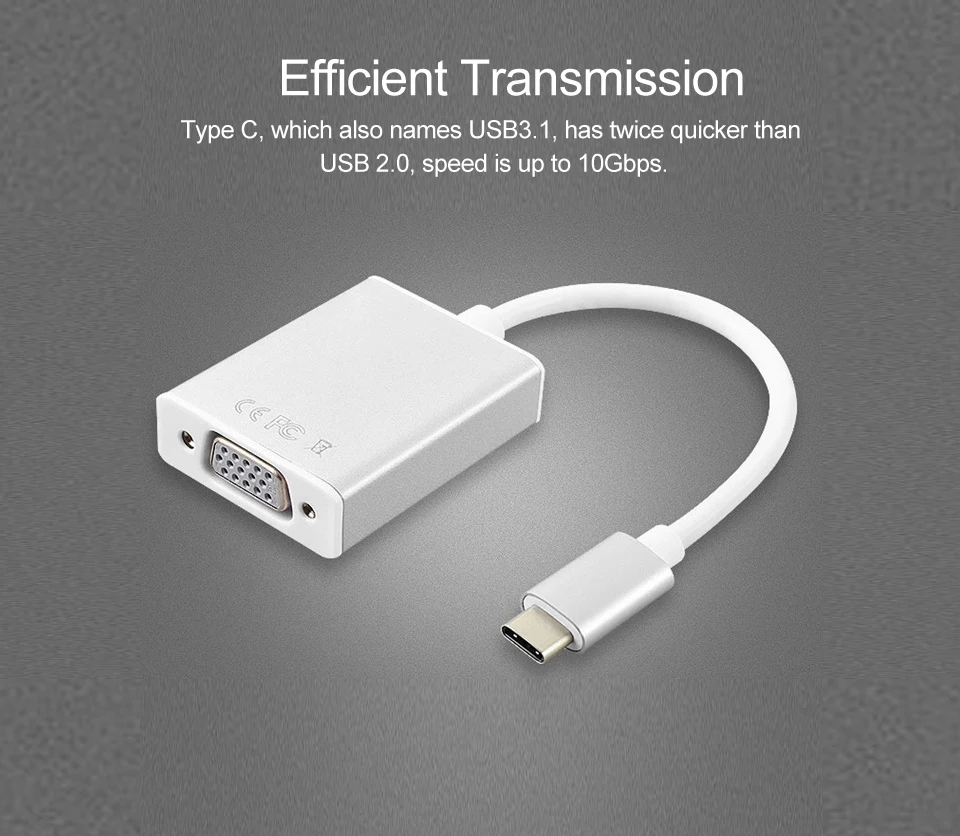 Male USB 3.1 Type C USB-C to Female VGA Adapter Cable 10Gbps  (8)