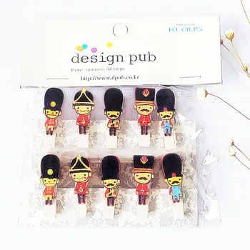

10 Pcs/Lot Cartoon Soldiers Wooden Clip with Hemp Rope Photo paper Clothespin Craft Clips Party Decoration Clip