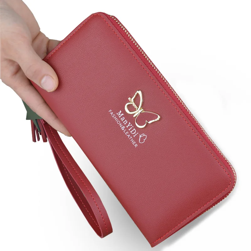 

New Butterfly Female Wallet Ladies Long Zipper Clutch Women's Fashion Coin Purse Large Capacity Handbag Clutch Card Holder