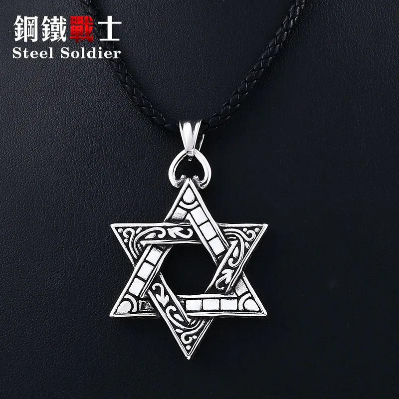 

steel soldier Six-Star Pendan david of star Stainless Steel Necklace for Men Fashion 2019 cool Jewelry