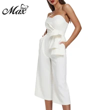 Max Spri 2019 New Women Fashion Office Lady Sexy Strapless Backless Ruffles Half Length Pant Party Club Bodycon Casual Jumpsuit Max Spri 2019 New Women Fashion Office Lady Sexy Strapless Backless Ruffles Half Length Pant Party Club Bodycon Casual Jumpsuit