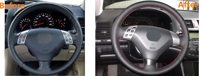 MEWANT черная искусственная кожа Чехол рулевого колеса автомобиля для Honda Accord 7 2002 2003 2004 2005(3-спица) аксессуары для интерьера