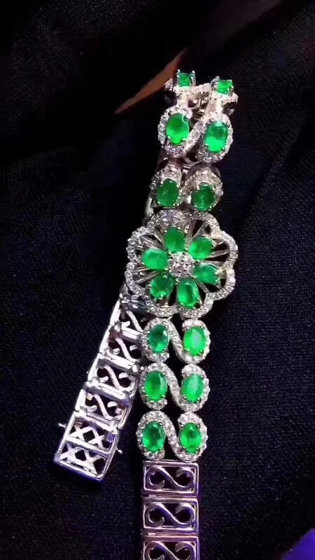 elegant charming green emerald gemstone bracelet for women jewelry natural real gem 925 sterling silver party birthday gift