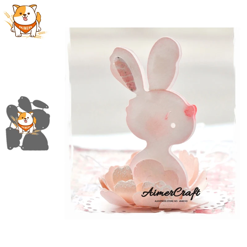 

Lovely Rabbit Animal Metal Cutting Dies Scrapbooking Stencil For DIY Paper Card Decorative Embossing Die Cut Craft Dies New 2019