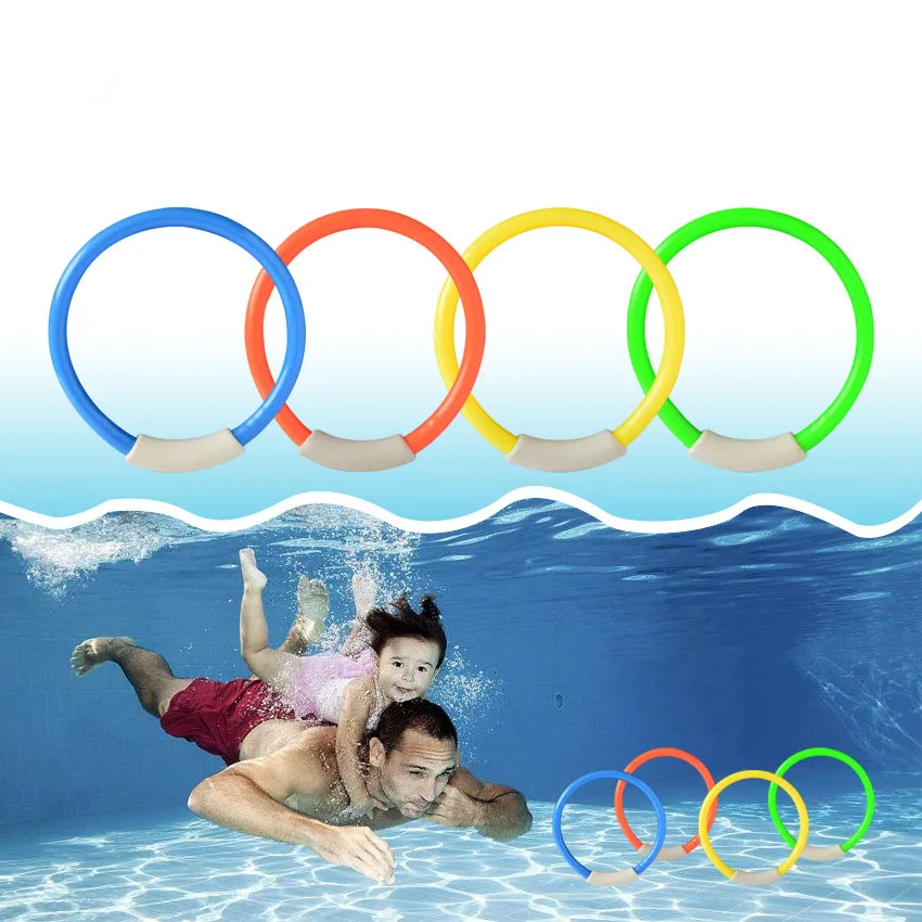

4 Pcs/Pack Child Kid Diving Ring Water Toys Underwater Swimming Pool Accessories Diving Buoys Loaded Throwing Toys Hot Sale