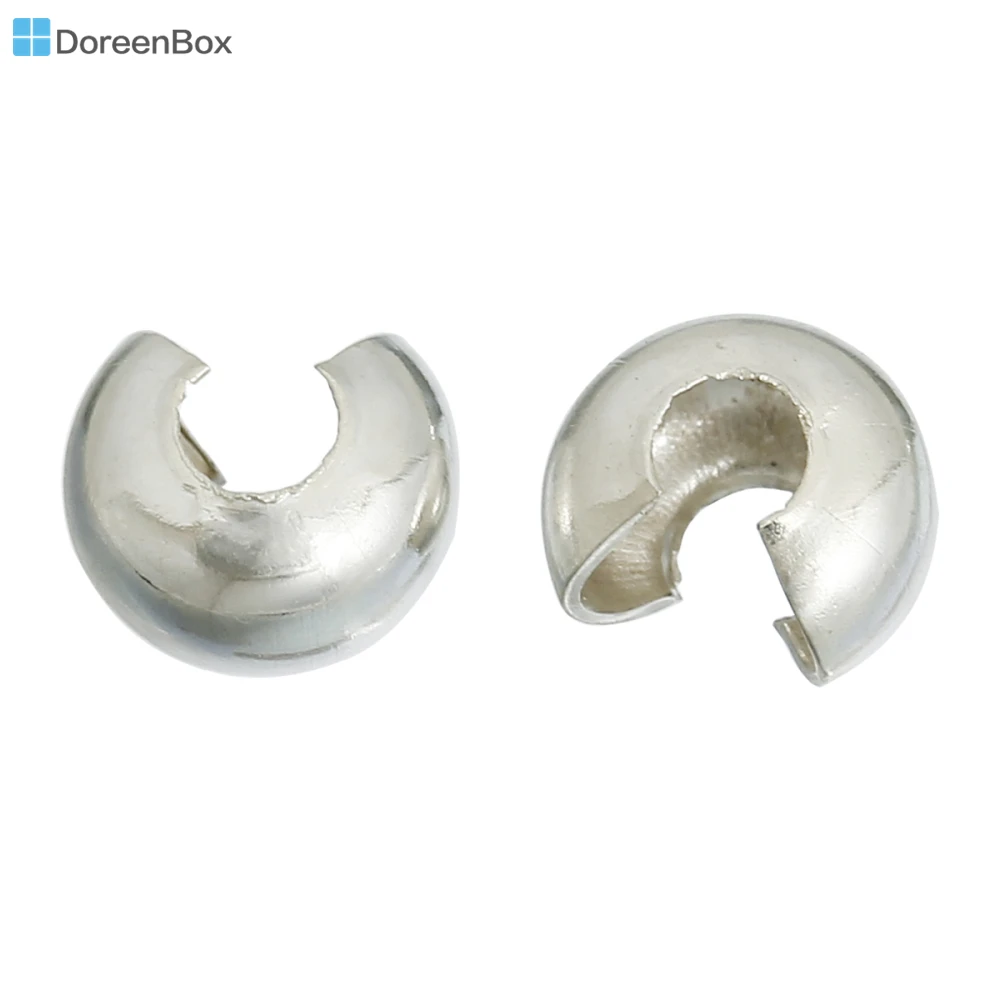 

Doreen Box hot-200 PCs Silver color Crimp Beads Covers Findings 6mm x5.5mm( 2/8" x 2/8")