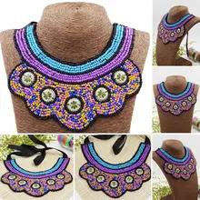 Этнические Ретро Бусы, богемное поддельное ожерелье-воротник, женское Массивное колье, ювелирное изделие ручной работы, винтажное богемное ювелирное ожерелье, цветное