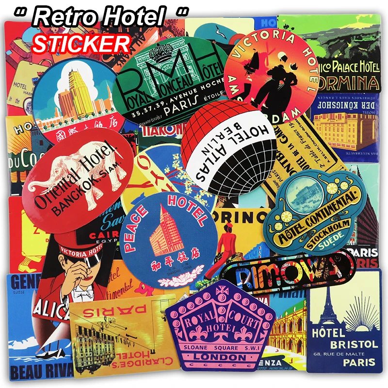 55Pcs Stickers Vintage Old Fashion Style For Car Luggage Skate Laptop