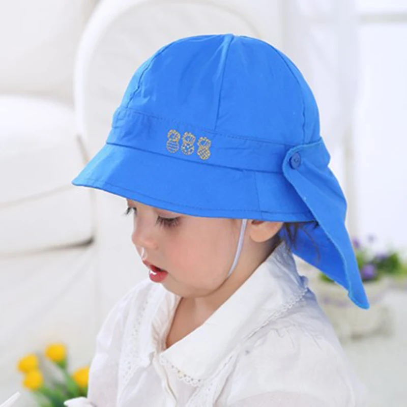 Летняя Детская Солнцезащитная шляпа, Детские летние шапки для детей, летние хлопковые шапки для мальчиков и девочек, пляжная шляпа со съемной шалью