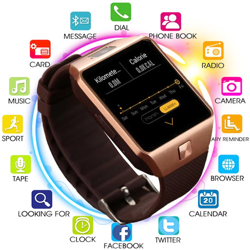 Smart Watch Bluetooth QW09 3G Phone Android 4.4 512MB 4GB Support WIFI Real-Pedometer SIM Card Call Smartwatch Men Women