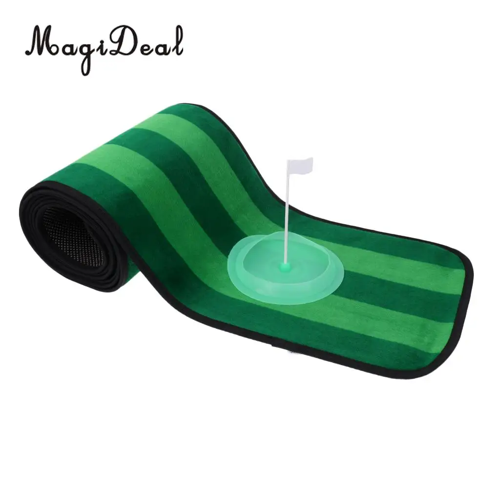Magideal Indoor Outdoor Practice Golf Putting Mat Golf Training Aid 10