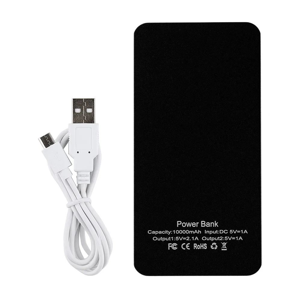 Внешний аккумулятор 10000 mAh 2.1A 2USB 4LED резервный портативный аккумулятор зарядное устройство для мобильного телефона портативная зарядка для телефона повербанк внешний