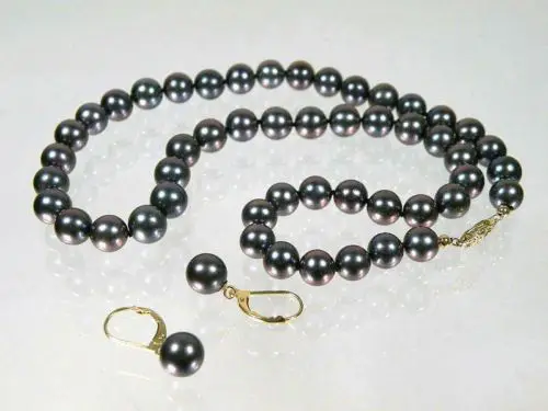 

Free Shipping >>>>> ELEGANT ROUND 9-10mm AAA+ BLACK SOUTH SEA PEARL NECKLACE EARRING 14K