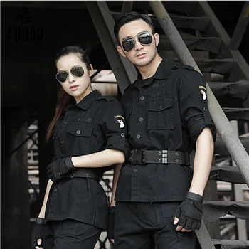 

2018 Military Uniforme Tactical Army Airborne Combat Military Cotton Black Tactico Uniforms Men Combat Jacket+Cargo Pants Female