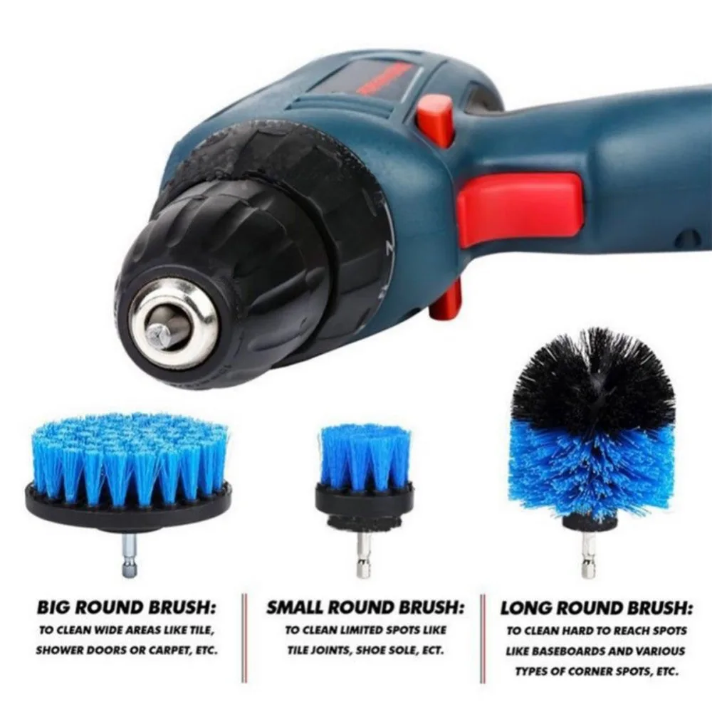 3 pcs Power Scrubber Brush Drill Brush Clean for Bathroom Surfaces Tub