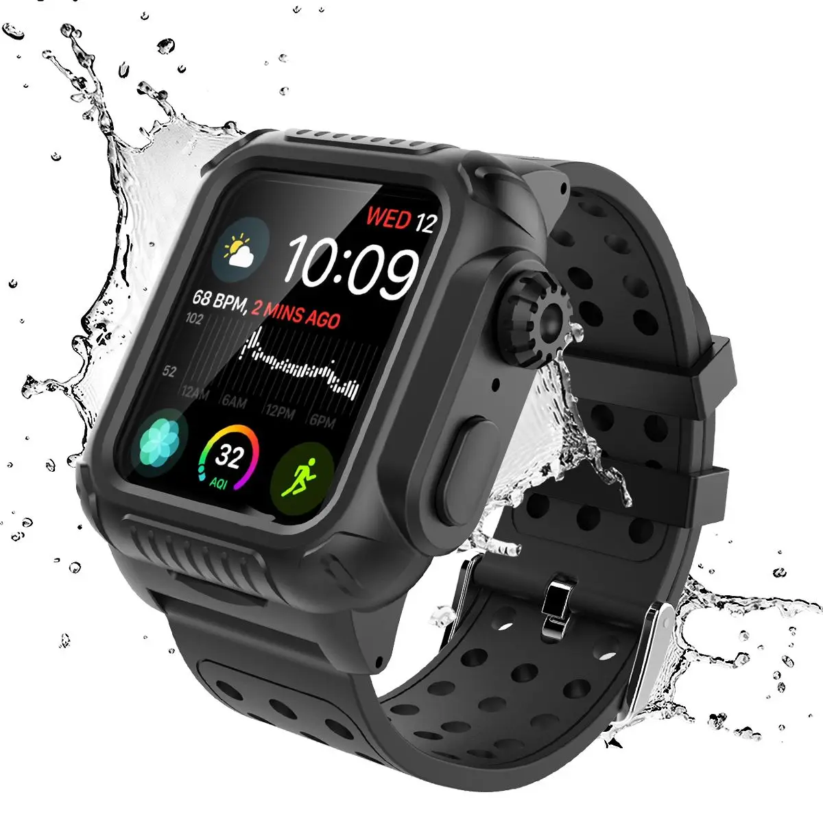 

For Apple Watch Series 5 44MM Case Life Waterproof Shockproof Watch Cover for iWatch Series 5 40MM Case Watch Band Strap Film