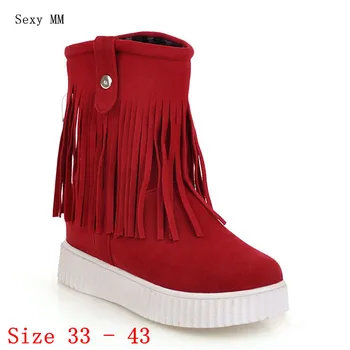 

Spring Autumn Platforms Shoes Women Ankle Boots Booties Wedge Height Increasing Woman Short Boots Small Plus Size 33-40 41 42 43