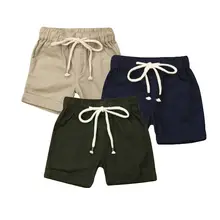 Emmaaby/шорты для маленьких мальчиков, однотонные свободные летние шорты на завязках, повседневная одежда для малыша младенца новорожденного, детская одежда, 3 цвета, От 1 до 7 лет