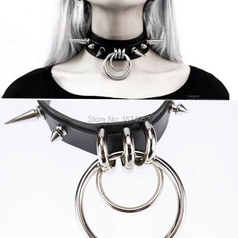 Neu Metall Punk Halskette Kragen Choker O-Ring Anhänger Runde Kreis