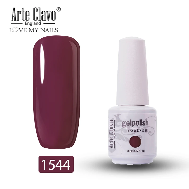 Arte Clavo, 8 мл, Гель-лак, Полупостоянный УФ-гель, светодиодный, впитывающий гель для ногтей, лак, гибридный гвоздь, гель для маникюра, 85 цветов - Цвет: 1544
