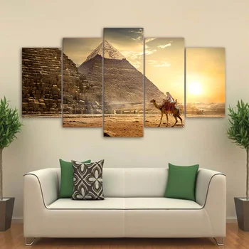 

Canvas HD Prints Pictures Wall Art For Living Room Home Decor 5 Pieces Ancient Egypt Pyramid Paintings Pharaoh Poster Framework