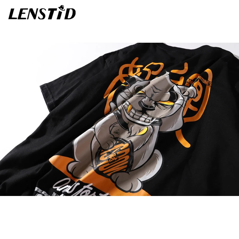 Мужская футболка в стиле хип хоп LENSTID уличная летняя с коротким рукавом и принтом
