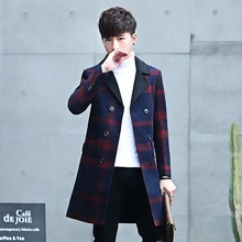 2017 New Men’s Lattice Long Trench Fashion Men Slim Comfortable Coat Business Casual Coats & Jackets Hot Selling Clothing S-3XL