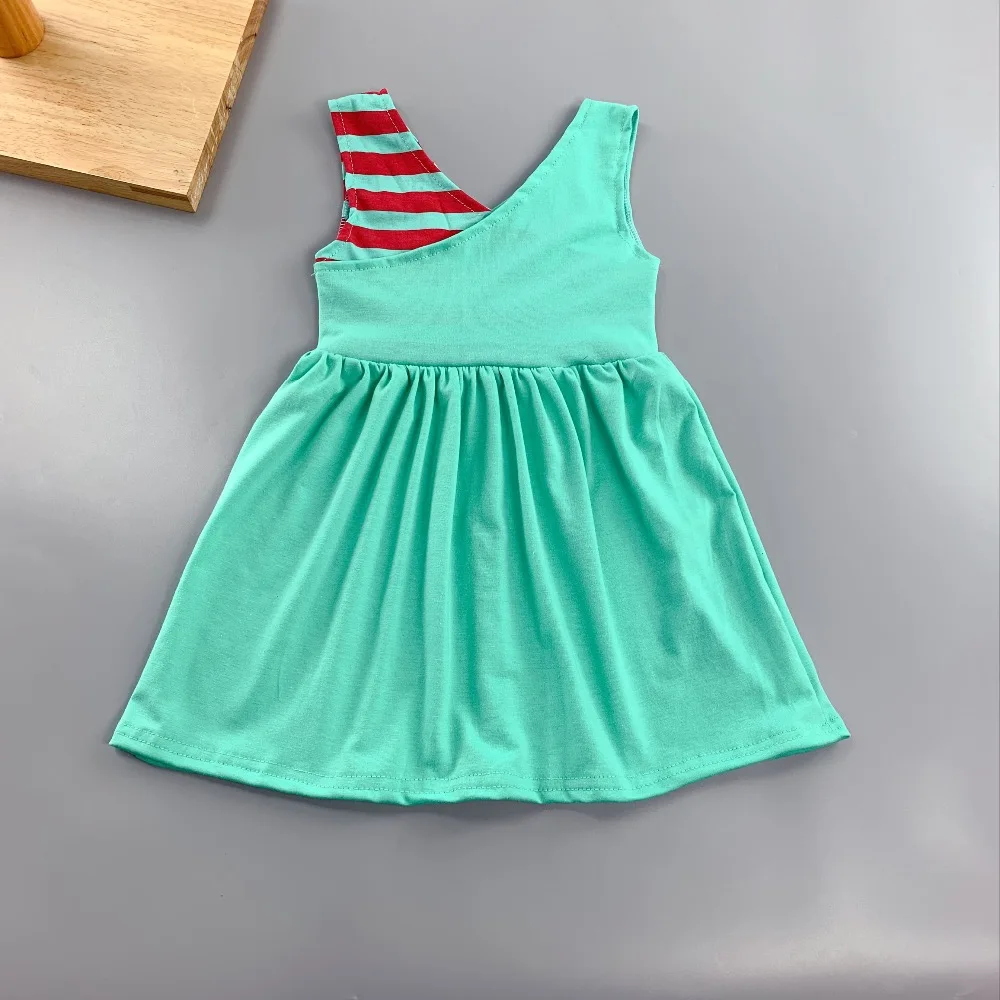 Ancient China neck style Summer and Autumn striped pattern and abutment cloth Baby Girls green Dress Apparel Accessory Ancient China neck style Summer and Autumn striped pattern and abutment cloth Baby Girls green Dress Apparel Accessory