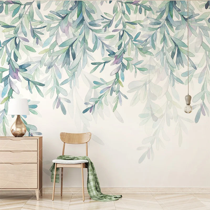 Custom Photo Mural Wallpaper Modern Green Leaves Watercolor Custom Photo Mural Wallpaper Modern Green Leaves Watercolor Nordic Style Fresco Living Room Tv Bedroom Tapety Home Decor In Wallpapers From