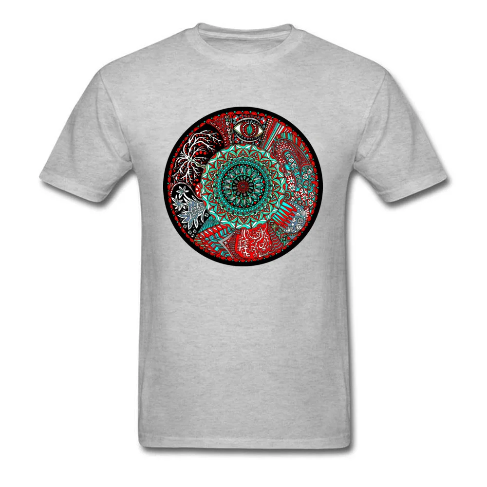 Printed Short Sleeve Tops Shirts NEW YEAR DAY Round Collar 100% Cotton Men T-shirts Surreal Dream Printed Tops & Tees Fitted Surreal Dream grey