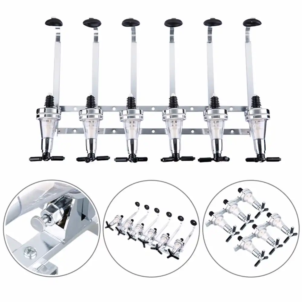Liquor Dispenser Wall Mounted 6 Station Bottles Bar Butler Drinking Pourer Tools