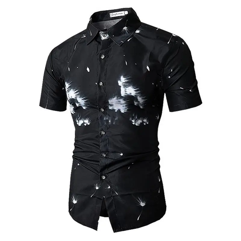

M-3XL New Summer Fashion Mens Shirt Slim Fit Short Sleeve Floral Shirt Mens Clothing Trend Plus Size Mens Casual Flower Shirts