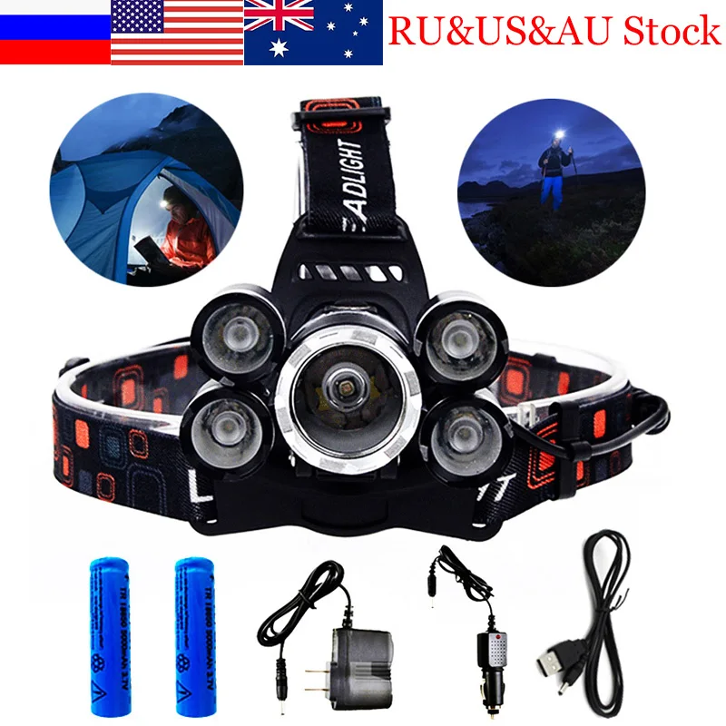 

ZK20 4 Mode Portable 5 LED Headlight Rechargeable Headlamp Head Light Lamp Torch for Hunting Fishing Caping Hiking Lantern