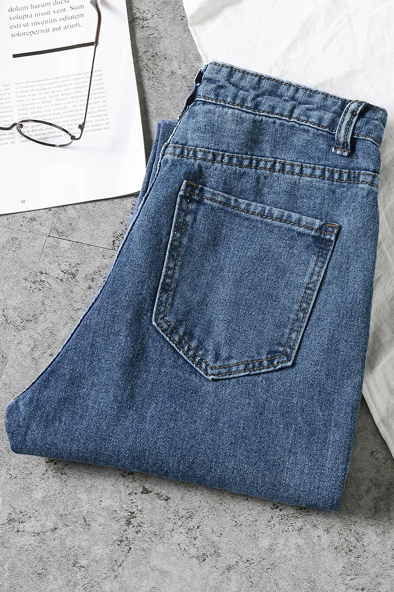Большие размеры женские Джинсы бойфренда с высокой талией для женщин джинсы для мам дропшиппинг 2019 новые весенние хлопковые синие