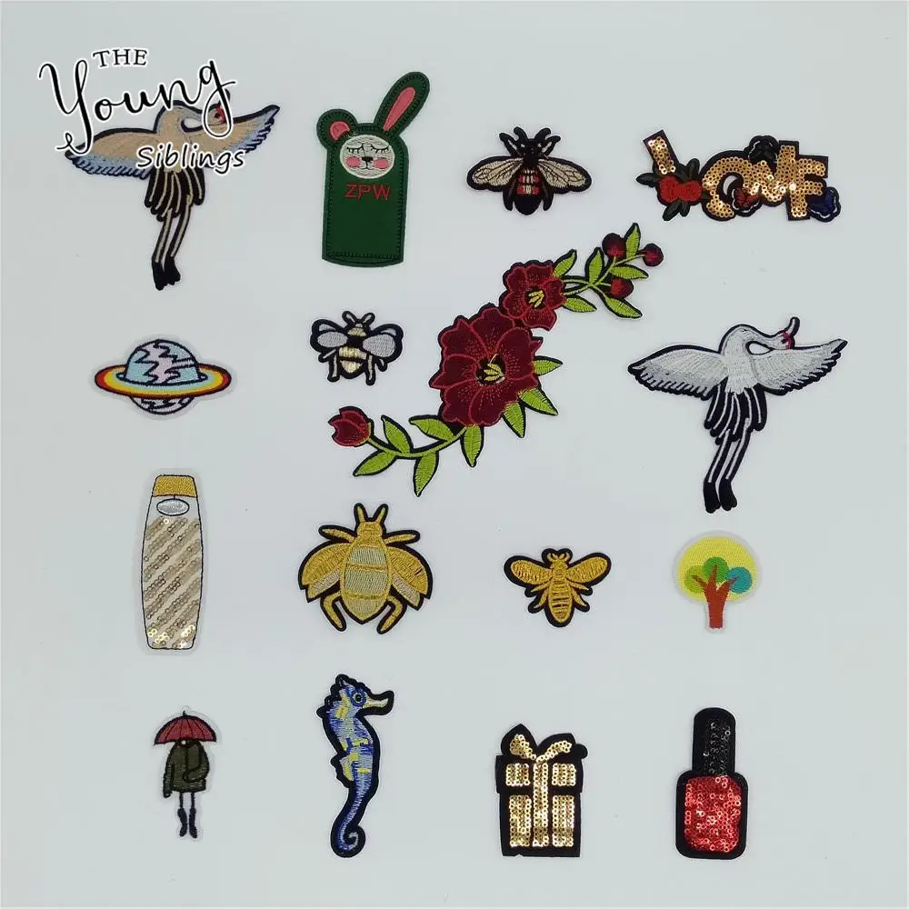 

Hot sale Fashion Embroidery Hot melt adhesive Applique Embroidery Badges DIY Clothing Accessories Patches 1pcs sell C5890-C5910