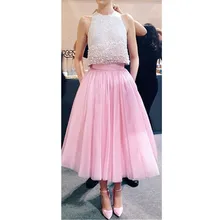 Модные Тюлевая юбка Высокая Талия 5 слой Юбки для женщин Выходные туфли на выпускной бал для взрослых Bridemaid юбка