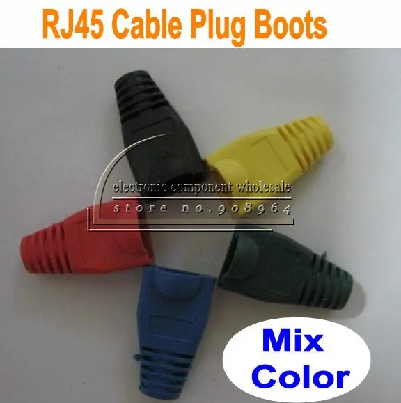 Rheccow 1000 шт./лот RJ45 микс Цвет сетевой кабель наконечники кабеля Кепки Cat5 Cat6 RJ-45 защитный рукав