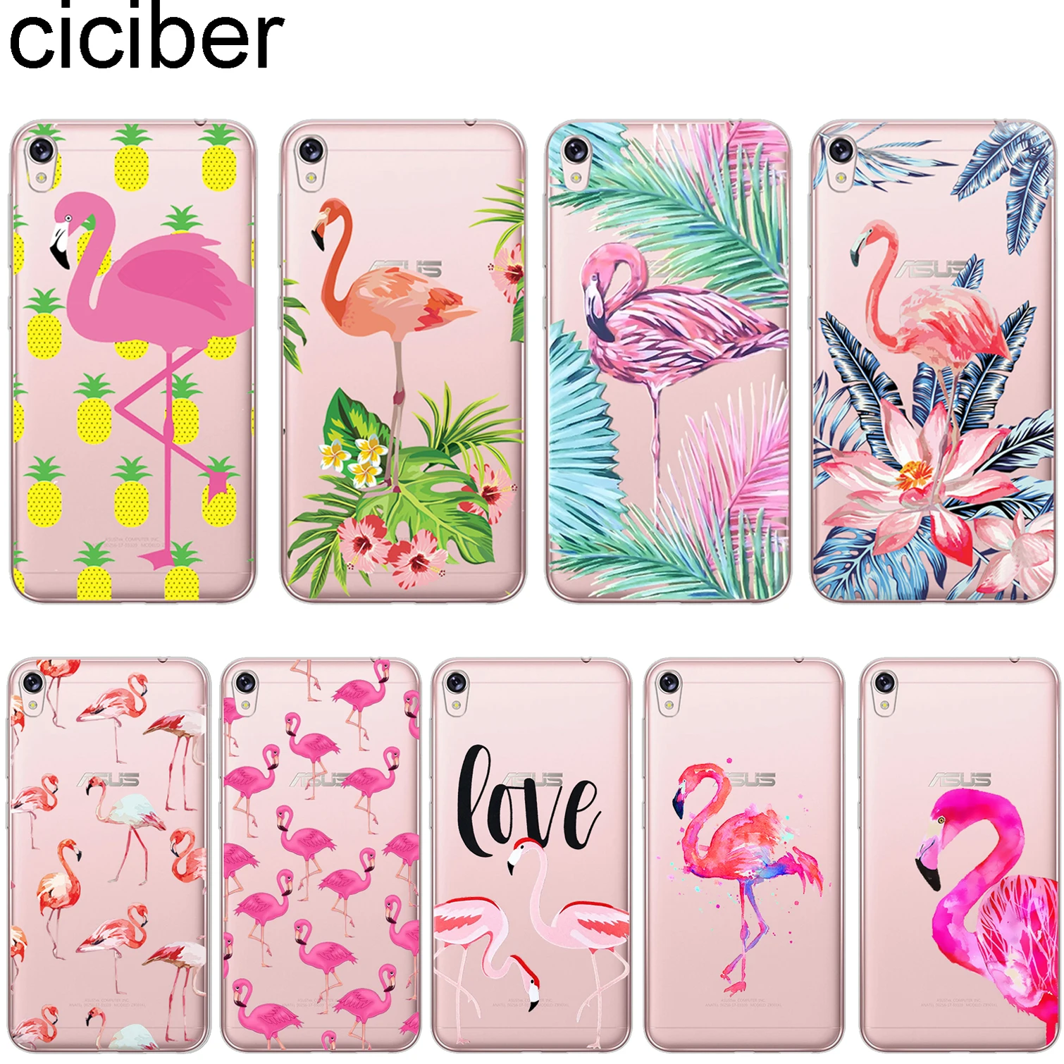 

ciciber Flamingo For ASUS ZenFone Live L1 V 3 GO Zoom S Soft Phone Cases Cover Clear TPU For ZenFone MAX Lite Plus Pro M1 L1