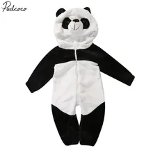 Pudcoco/Детский комбинезон унисекс для маленьких мальчиков и девочек с рисунком панды, с длинными рукавами и капюшоном, на молнии, одежда для сна от 0 до 3 лет, Helen115