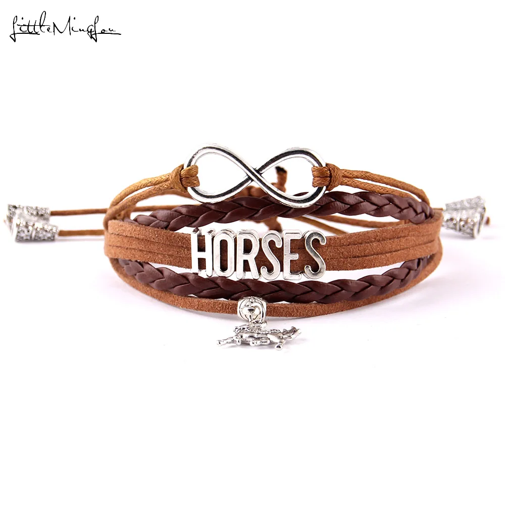 Infinity love Horse women bracelet Horse Charm wrap adjustable macrame