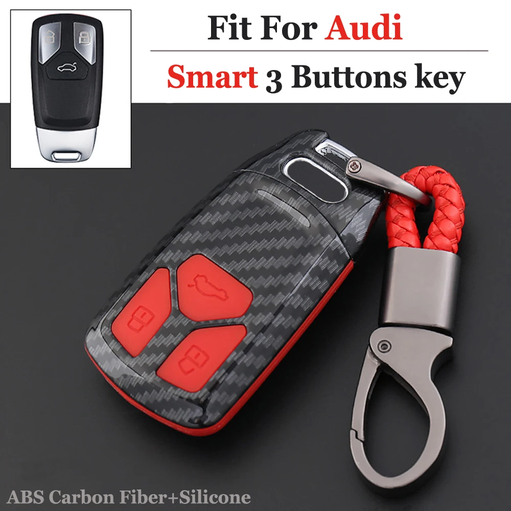 

3 Buttons Smart Car key Cover Shell Holder ABS+Silicone Protect Case Set Bag For Audi 2016 2017 A4 Allroad B9 Q5 Q7 TT TTS
