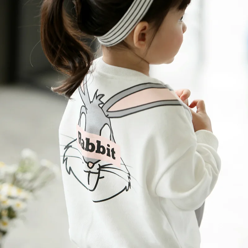 Семья одежда Одинаковая одежда для матери и дочери мультфильм Sweatershirt мама и я одежда Кролик характер толстовки Семья вид