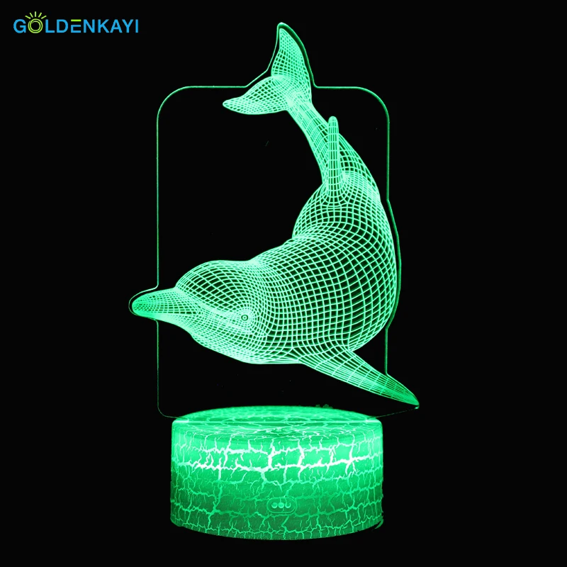 3D Дельфин светодиодный ночник атмосферная настольная лампа визуальный RGB лампа Красочный светодиодный мультфильм ночные светильники лучший подарок для декора лампы