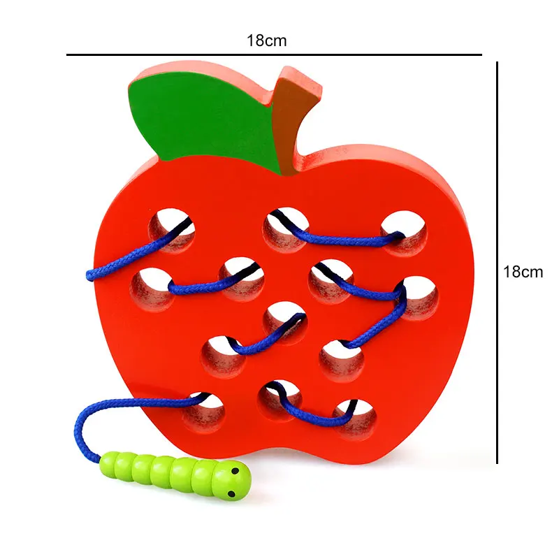 Деревянные головоломки 3D Apple шнуровкой игрушки учебные материалы образования малышей игрушка для детей Juguetes Brinquedos MG2364H