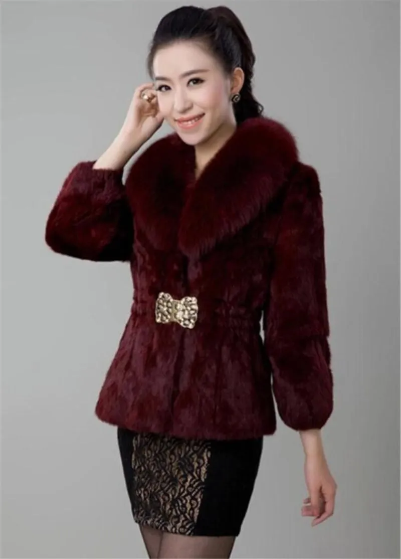 Новая мода имитация меха пальто осень и зима имитация кролика Рекс меха лисы воротник короткая тонкая женская куртка