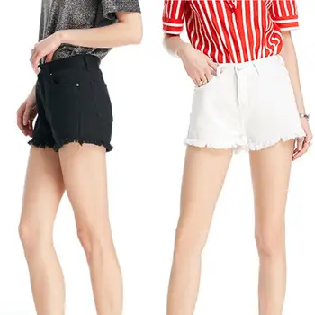 

Women Solid High Waisted Tassel Scratching Short Jeans High waist denim Shorts Summer Casual Girls Summer Hot short Pants