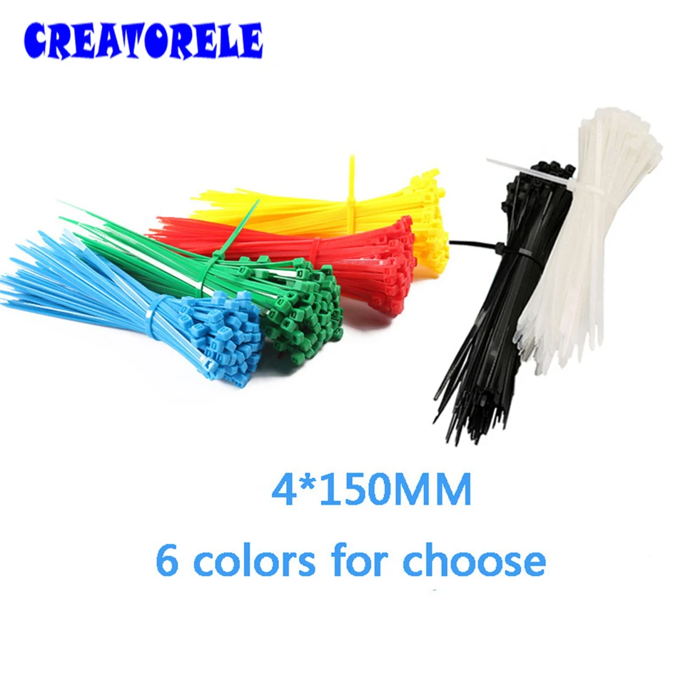4*150 мм 100 шт./пакет 6 coIorfuI veIcro nyIon cabIe tIes wire tIe SeIf Iocking piaster tIes|zip ties|tie zipwire tie |