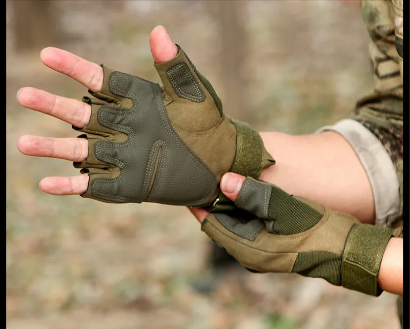 Men's Tactical Gloves Military Army Fingerless Gloves Outdoor Sports Anti-Slip Shooting Paintball Airsoft Bicycle Gloves