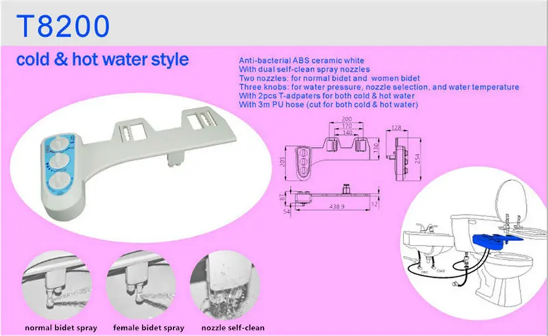 Горячая холодная вода Bidets душевая головка Туалет Биде Опрыскиватель сиденье биде кран насадка ванная комната ручной опрыскиватель душевая головка самоочищающаяся